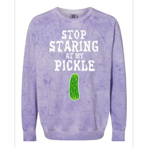 Stop Staring At My Pickle Costume Funny Easy Halloween Gift Colorblast Crewneck Sweatshirt