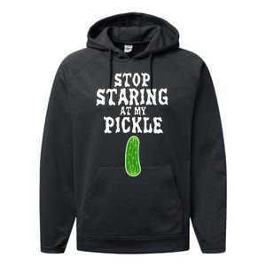 Stop Staring At My Pickle Costume Funny Easy Halloween Gift Performance Fleece Hoodie