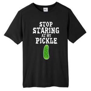 Stop Staring At My Pickle Costume Funny Easy Halloween Gift Tall Fusion ChromaSoft Performance T-Shirt