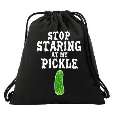 Stop Staring At My Pickle Costume Funny Easy Halloween Gift Drawstring Bag