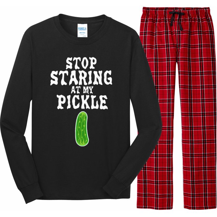 Stop Staring At My Pickle Costume Funny Easy Halloween Gift Long Sleeve Pajama Set