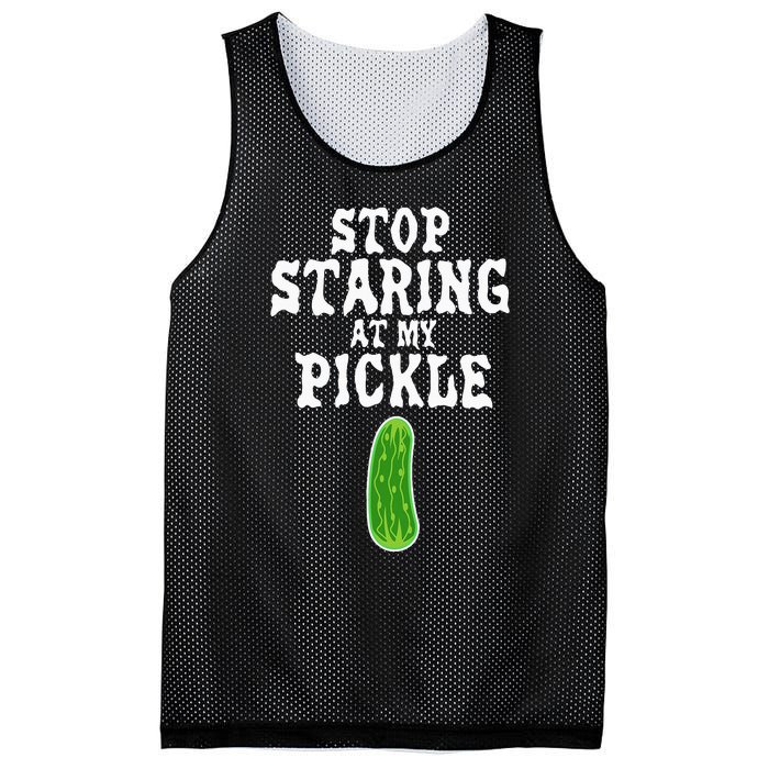 Stop Staring At My Pickle Costume Funny Easy Halloween Gift Mesh Reversible Basketball Jersey Tank