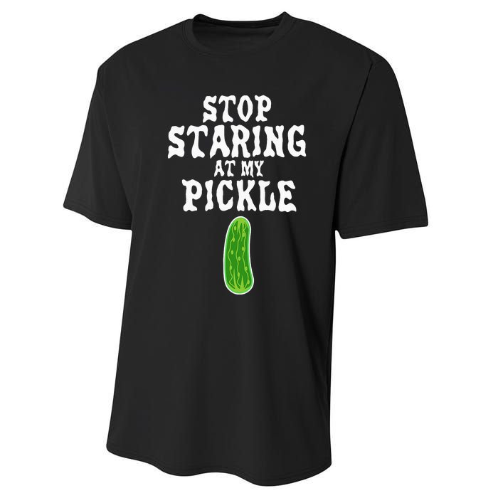 Stop Staring At My Pickle Costume Funny Easy Halloween Gift Performance Sprint T-Shirt