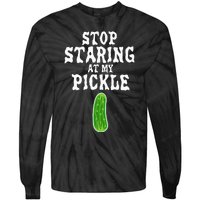 Stop Staring At My Pickle Costume Funny Easy Halloween Gift Tie-Dye Long Sleeve Shirt