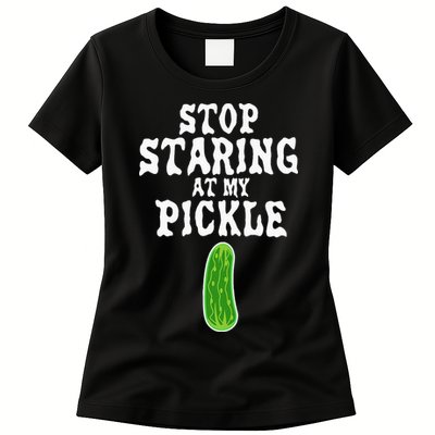 Stop Staring At My Pickle Costume Funny Easy Halloween Gift Womens T-Shirt