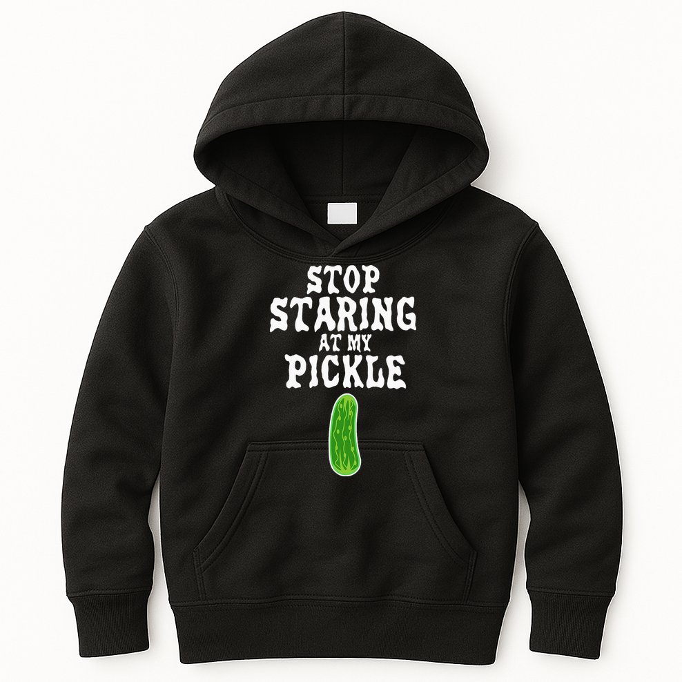 Stop Staring At My Pickle Costume Funny Easy Halloween Gift Kids Hoodie