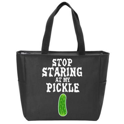 Stop Staring At My Pickle Costume Funny Easy Halloween Gift Zip Tote Bag