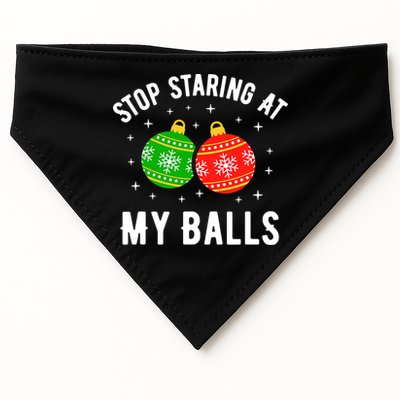 Stop Staring At My Balls Funny Dirty Christmas Adult Humor USA-Made Doggie Bandana