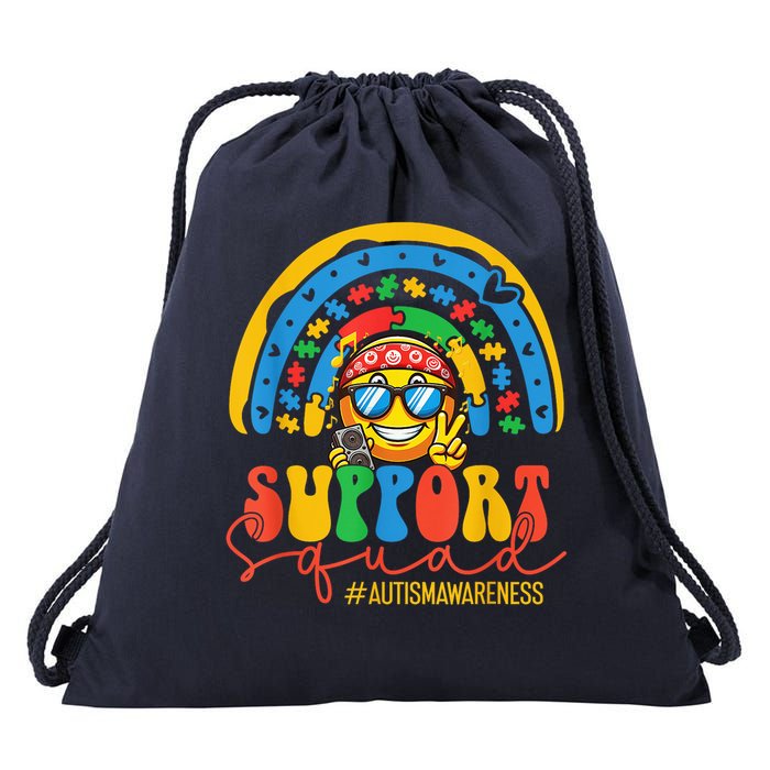 Support Squad Autism Awareness Rainbow Drawstring Bag