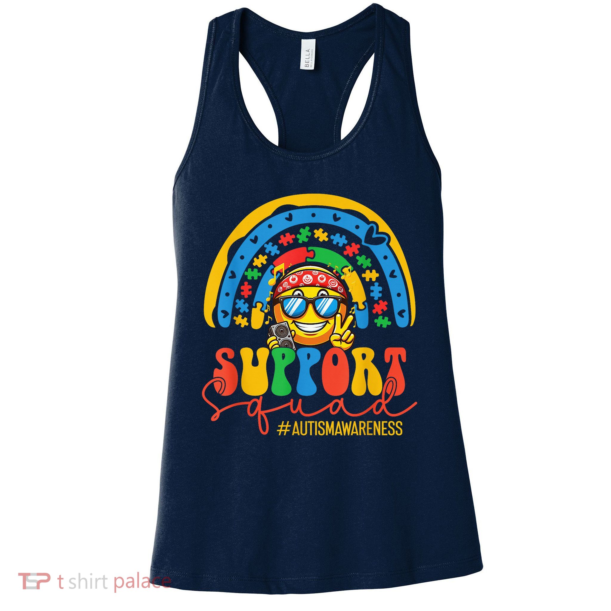 Support Squad Autism Awareness Rainbow Womens Tank Top
