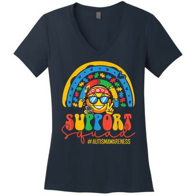 Support Squad Autism Awareness Rainbow Women's V-Neck T-Shirt