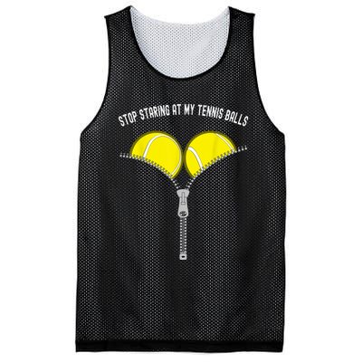 Stop Staring At My Tennis Balls Funny Womens Novelty Gift Mesh Reversible Basketball Jersey Tank