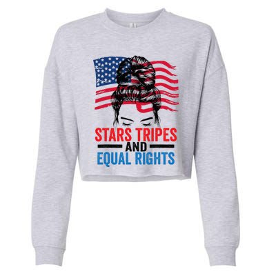 Stars Stripes And Equal Rights Messy Bun Cropped Pullover Crew