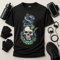 Snake Skull And Dagger Tattoo Cooling Performance Crew T-Shirt
