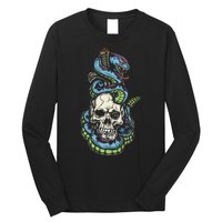 Snake Skull And Dagger Tattoo Long Sleeve Shirt