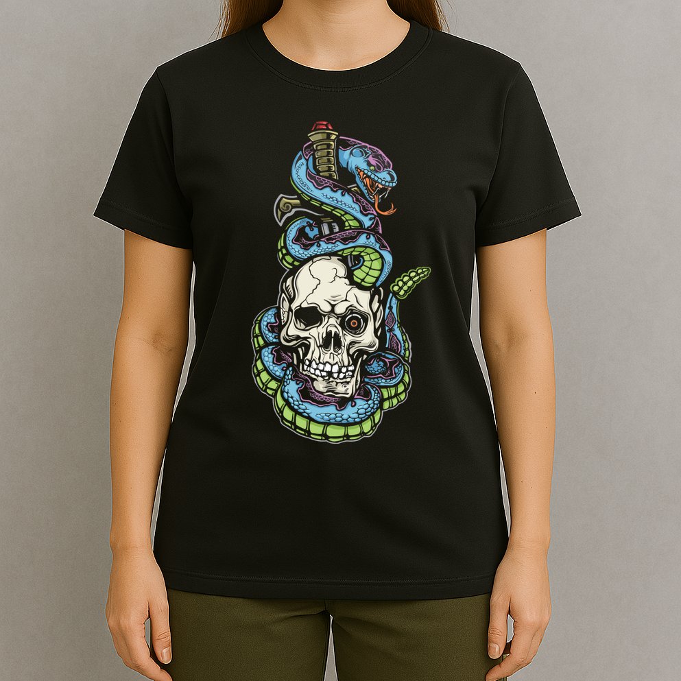 Snake Skull And Dagger Tattoo T-Shirt