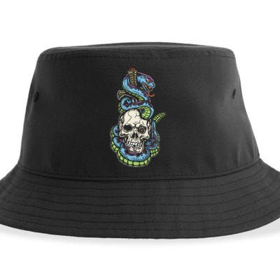 Snake Skull And Dagger Tattoo Sustainable Bucket Hat