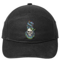 Snake Skull And Dagger Tattoo 7-Panel Snapback Hat