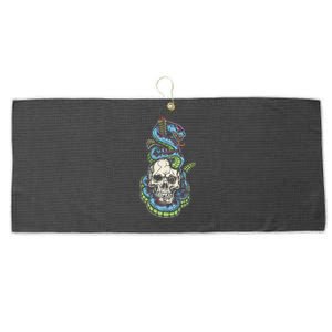 Snake Skull And Dagger Tattoo Large Microfiber Waffle Golf Towel