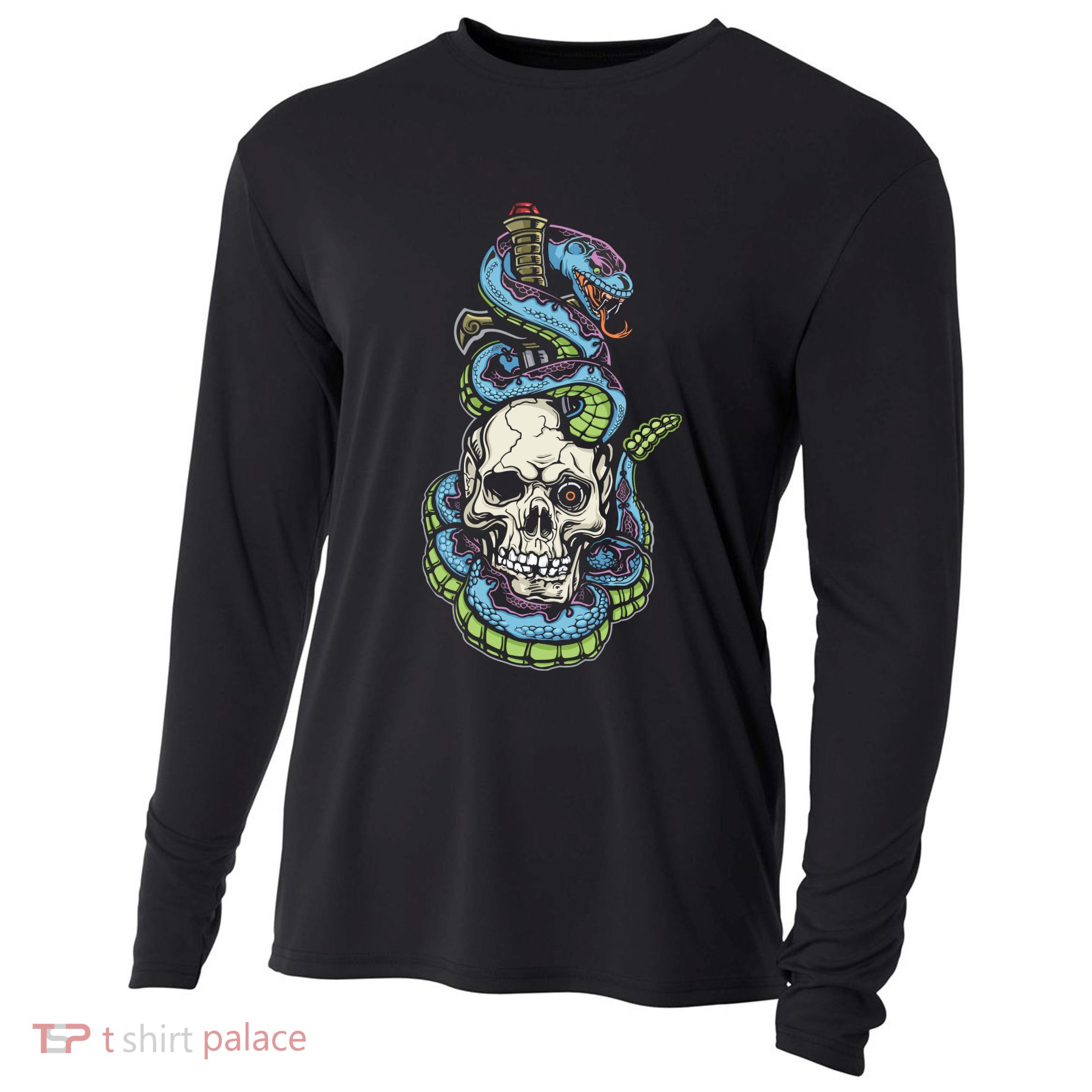 Snake Skull And Dagger Tattoo Cooling Performance Long Sleeve Crew