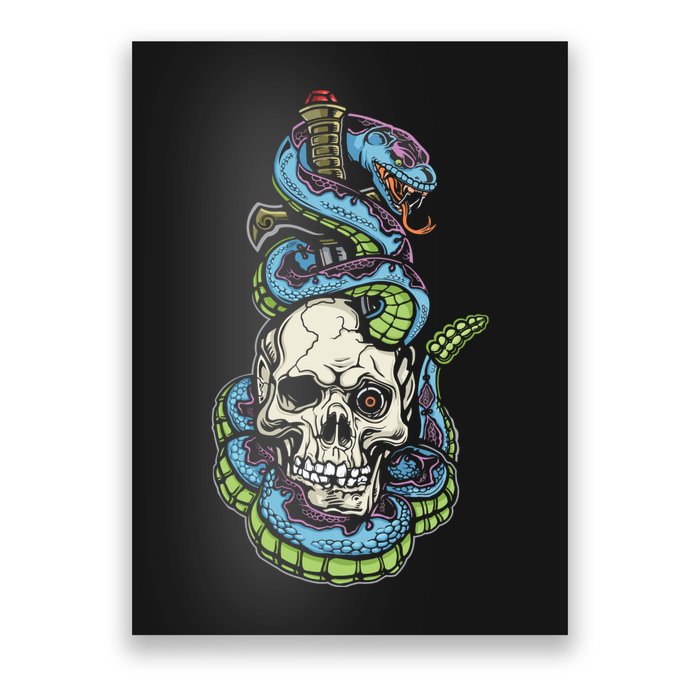 Snake Skull And Dagger Tattoo Poster