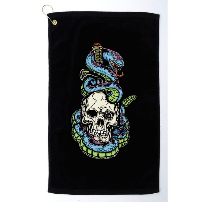 Snake Skull And Dagger Tattoo Golf Towel