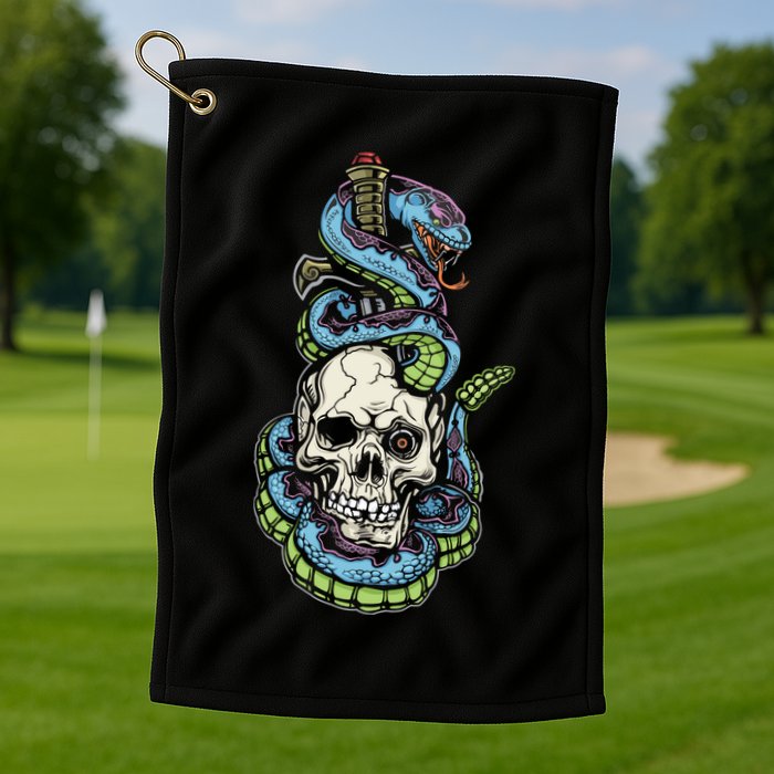 Snake Skull And Dagger Tattoo Golf Towel