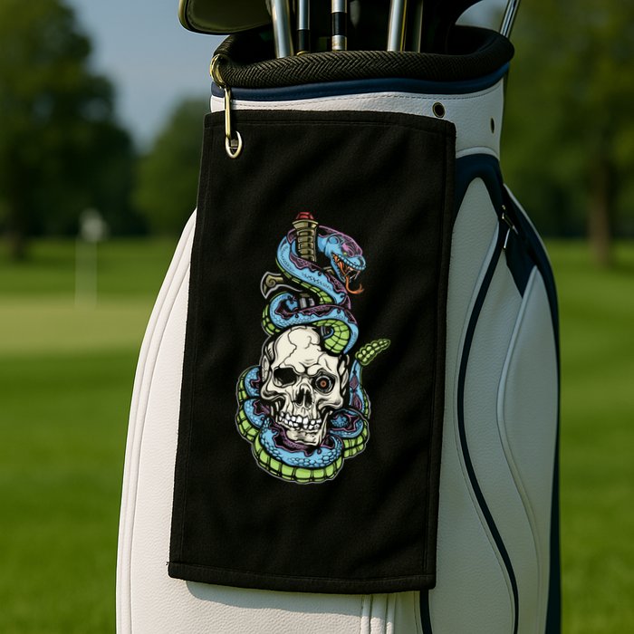 Snake Skull And Dagger Tattoo Golf Towel