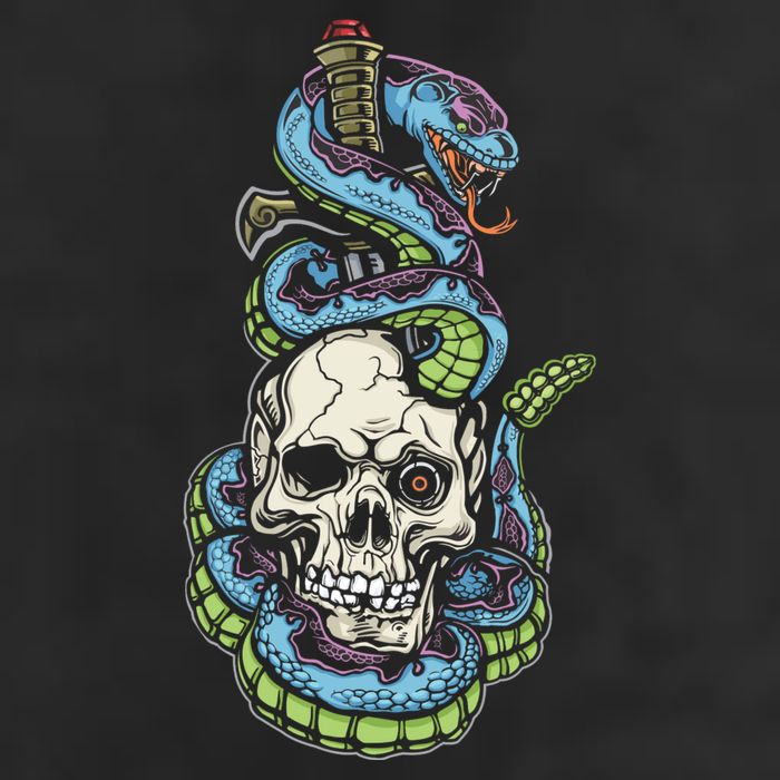 Snake Skull And Dagger Tattoo Golf Towel