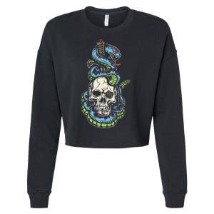 Snake Skull And Dagger Tattoo Cropped Pullover Crew