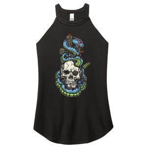 Snake Skull And Dagger Tattoo Women's Perfect Tri Rocker Tank