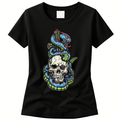 Snake Skull And Dagger Tattoo Womens T-Shirt