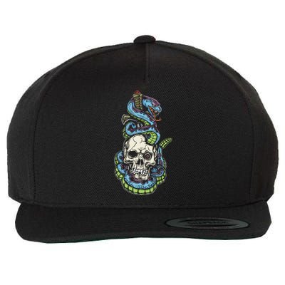 Snake Skull And Dagger Tattoo Wool Snapback Cap