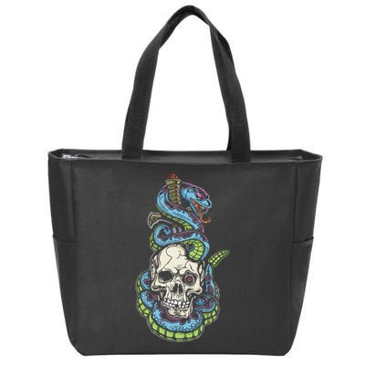 Snake Skull And Dagger Tattoo Zip Tote Bag
