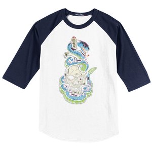 Snake Skull And Dagger Tattoo Baseball Sleeve Shirt