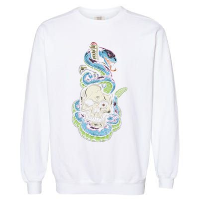 Snake Skull And Dagger Tattoo Garment-Dyed Sweatshirt