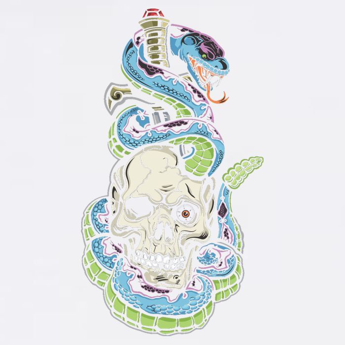 Snake Skull And Dagger Tattoo Garment-Dyed Sweatshirt