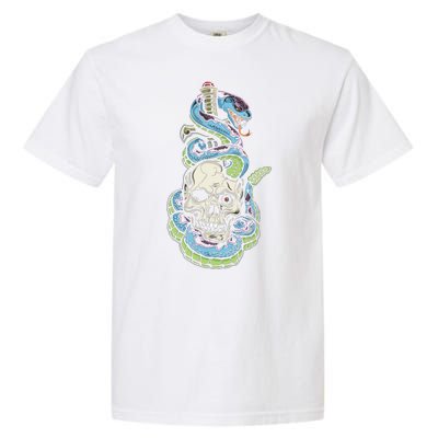 Snake Skull And Dagger Tattoo Garment-Dyed Heavyweight T-Shirt