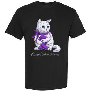 Sjogren's Syndrome Awareness Month Purple Ribbon Cat Garment-Dyed Heavyweight T-Shirt