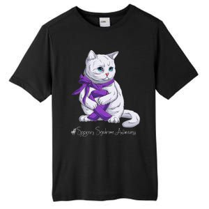 Sjogren's Syndrome Awareness Month Purple Ribbon Cat Tall Fusion ChromaSoft Performance T-Shirt