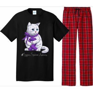 Sjogren's Syndrome Awareness Month Purple Ribbon Cat Pajama Set