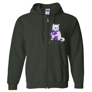 Sjogren's Syndrome Awareness Month Purple Ribbon Cat Full Zip Hoodie