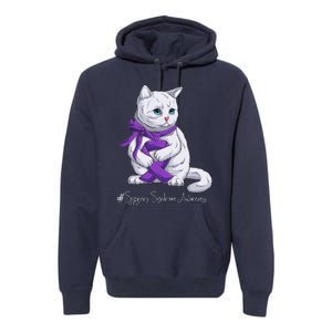 Sjogren's Syndrome Awareness Month Purple Ribbon Cat Premium Hoodie