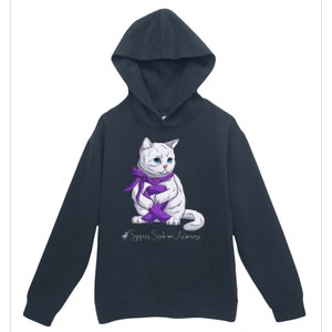 Sjogren's Syndrome Awareness Month Purple Ribbon Cat Urban Pullover Hoodie