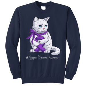 Sjogren's Syndrome Awareness Month Purple Ribbon Cat Tall Sweatshirt