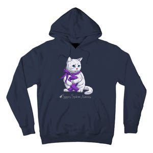 Sjogren's Syndrome Awareness Month Purple Ribbon Cat Tall Hoodie