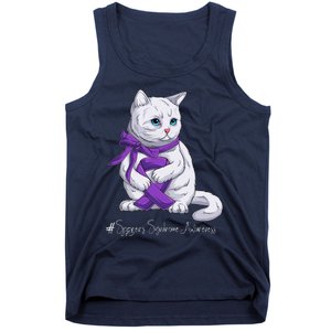 Sjogren's Syndrome Awareness Month Purple Ribbon Cat Tank Top