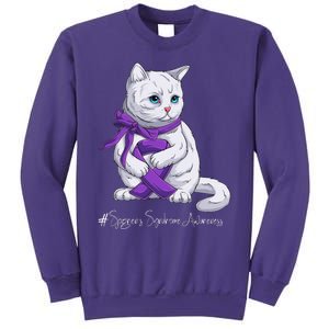 Sjogren's Syndrome Awareness Month Purple Ribbon Cat Sweatshirt