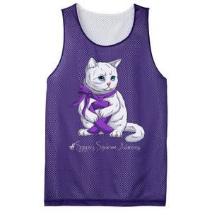 Sjogren's Syndrome Awareness Month Purple Ribbon Cat Mesh Reversible Basketball Jersey Tank