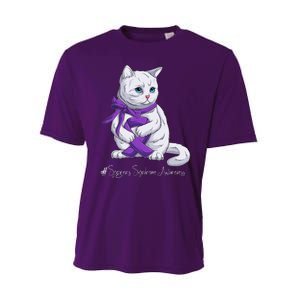 Sjogren's Syndrome Awareness Month Purple Ribbon Cat Performance Sprint T-Shirt